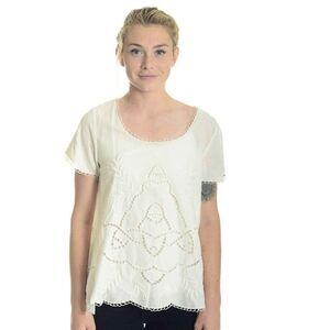 NEW Joie Natesa Cotton Lace Blouse Eyelet Design